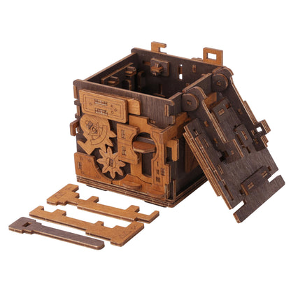 WOODEN.CITY Escape Room Puzzle Box – 3D Wooden Puzzle Box for Adults & Teens, Brain Teaser Puzzle Box Secret Lock Box with Cluebox Mechanism – Mechanical Wood Puzzle Box Kit, Unique Puzzle Boxes Gift