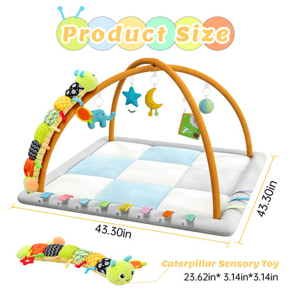 Kidmoze Baby Gym, with 5 Detachable Toys and Baby Sensory Toy Play Gym, Promote Motor Skills & Sensory Development Mat, Newborn Infant Baby Essentials Gift.