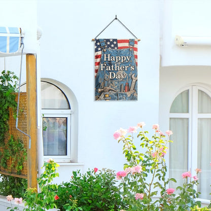 Gkodw Happy Father's Day Garden Flag, Funny Father Yard Sign for Outside, Happy Fathers Day Lawn Porch Farmhouse Outdoor Yard Sign, Dad Garden Banner Décor