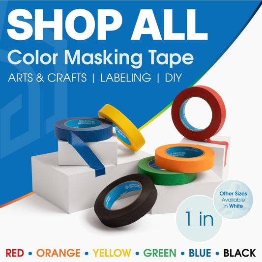 Spartan Industrial - 1" X 60 yd Yellow Masking Tape - 12 Colored Tape Rolls for Bundling, Labeling, and More - No Residue, 5.5 Mil
