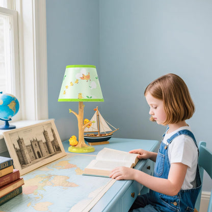 HERBESTBAY Table Lamp for Kids, 16 Inch Cute Chicken Bedside Lamp with LED Bulb, Animal Resin Desk Lamp for Boys Girls Bedroom or Nursery Decor