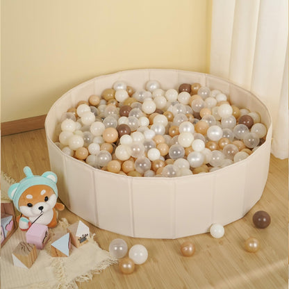 31 Inch Beige Ball Pits for Toddlers Dogs Cats, Kids Ball Pits Play Tent, Collapsible Ball Pits Crawl Playpen Ball Pool with Storage Bag, Gift for Boys Girls Dogs Pets Birthday (Balls Not Include)