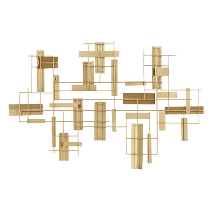 CosmoLiving by Cosmopolitan Metal Geometric Home Wall Decor 3D Stripe Wall Sculpture, Wall Art 36" x 1" x 23", Gold