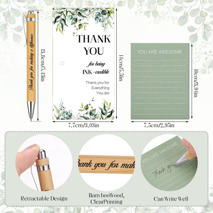woric 20 Set Employee Appreciation Gifts Bulk Thank You Gifts with Bamboo Thank You Pens Inspirational Sticky Notes and Cards Easter Gift for Staff Volunteer Team Office Coworker Teachers