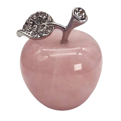 Fekuar Neyisaa Rose Quartz Crystal Apple Decor, Healing Crystals Pocket Stone Fruit Figurine Craft Home Decoration 30mm