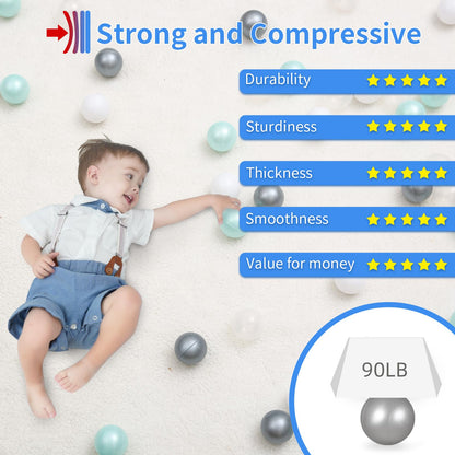 STARBOLO Ball Pit Balls for Toddlerss- 100 Pieces Crush Proof Plastic Toy Balls for Toddler Ball Pit, Ball Pit Play Tent, Baby Pool Water Toys, Kiddie Pool, Party Decoration, Photo Props