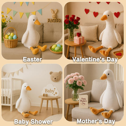 WEIGEDU 30" Large Goose Stuffed Animals Plush Toys Swan Duck for Kids Babies Bedtime Birthday Easter Gifts, Stuffed Goose Throw Plush Pillow Super Soft, White