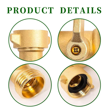 EZtar 90 Degree Garden Hose Elbow with Shut Off Valve - RV Water Hose Connector Brass Fitting for Tight Spaces (Elbow)