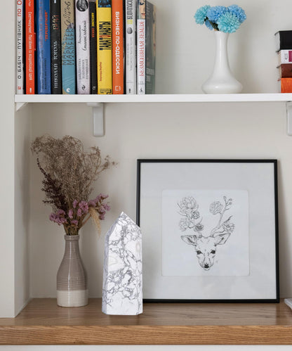 AMOYSTONE Large Stone Tower Natural White Turquoise Healing Crystal Wand Hexagonal Point Obelisk Irregular 3-3.5 Lbs, Spiritual Meditation, Reiki Chakra Gemstone Home Decor