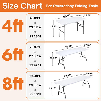 Sweetcrispy 6 FT Folding Picnic Table Easy to Fold and Store, Foldable Table for Camping Picnic Dining Party Kitchen Outdoor Indoor with Carrying Handle