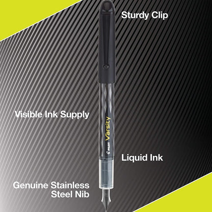 Pilot Varsity Disposable Fountain Pens, Blue Ink, Medium Point, Pack of 6