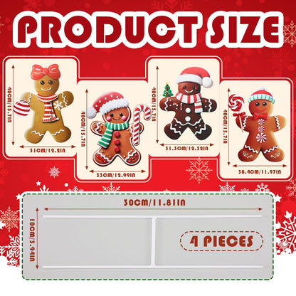 Weysat 4 Pack Christmas Metal Yard Stakes 15.75 Inch Gingerbread Man Yard Sign Stake Christmas Decorations Outdoor for Outside Xmas Gingerbread Decorations for Garden Lawn Pathway Party Decor