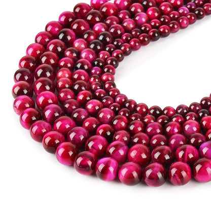 Natural Hot Pink Tiger Eye Beads, Grade AAA Gemstone Round Loose Beads 10MM 40PCs Bulk Lot Options, Semi Precious Stone Beads for Jewelry Making