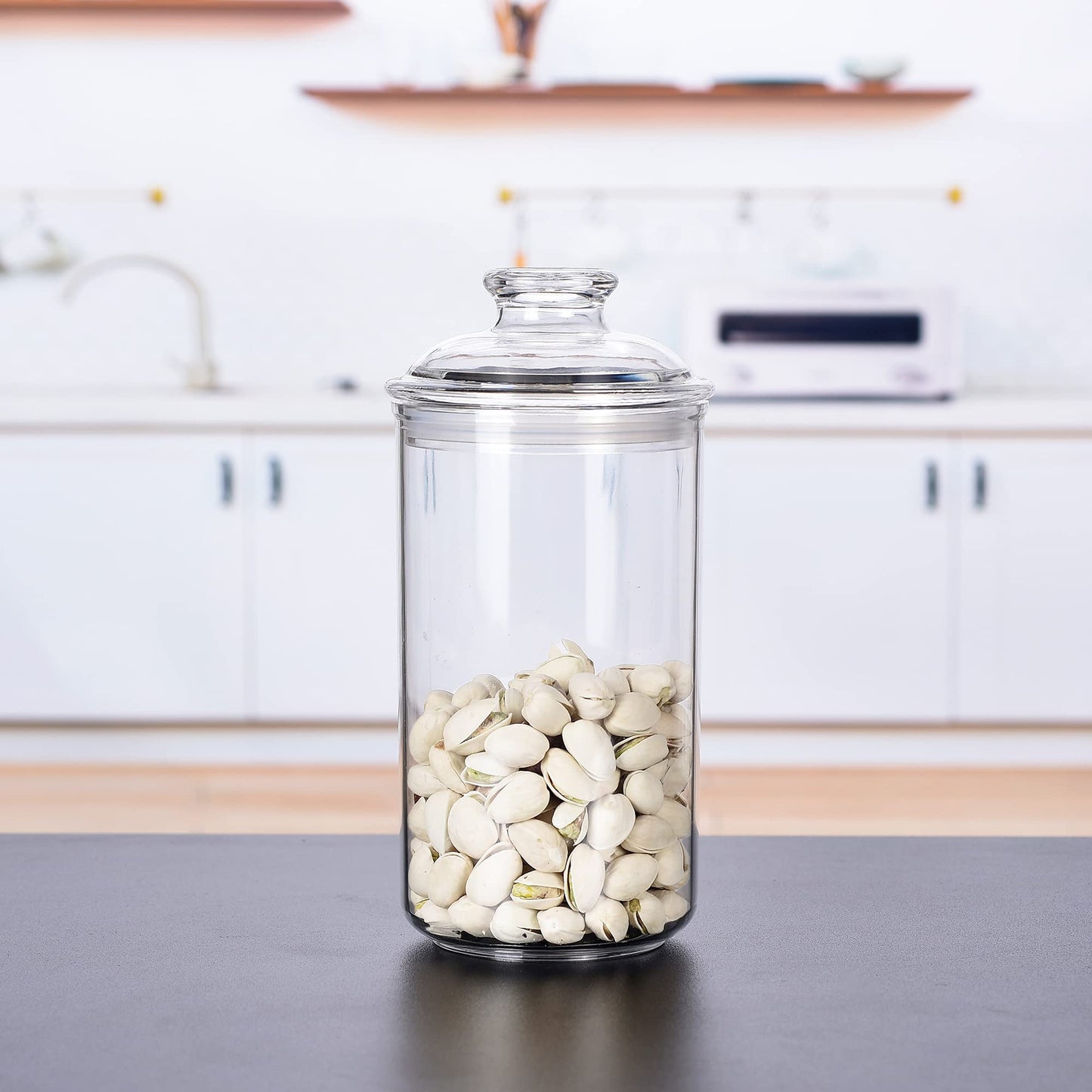 IVOOBR 34oz Acrylic Storage Jar, Airtight Lid with Silicone Sealing Ring, Ideal Canister Container for Sugar, Tea, Spices, Herbs, Shells, Bath Salt, Christmas Decorative Apothecary Jars