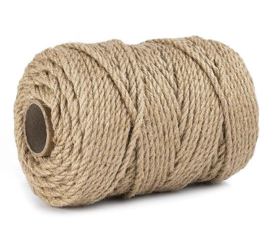 Zakous 5mm Jute Twine, Large Roll of Natural Jute Rope 328 Feet, Heavy Duty and Thick Twine Hemp Rope for DIY Arts Crafts, Gardening, Bundling，Home Decorating, Cat Scratching Post