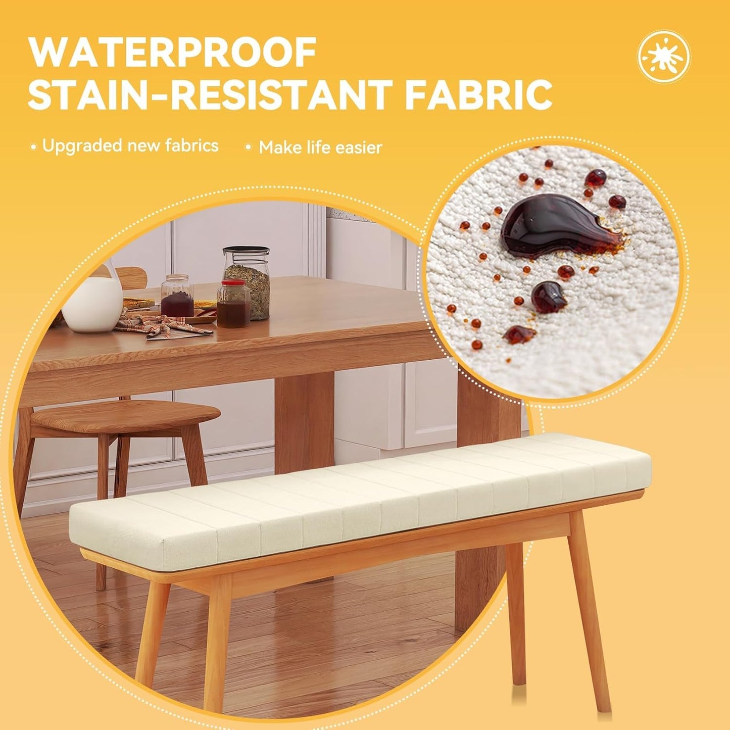 ROFIELTY Window Seat Cushions Indoor, Anti-Cat Scratch Custom Bench Cushion, High Resilience Non Slip Bay Window Cushion, Bench Cushions for Indoor Furniture