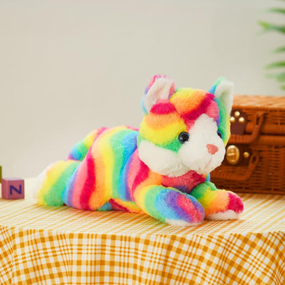 Glow Guards Light up Rainbow Cat Stuffed Animal Soft Kitty Plush Toy with LED Night Light Christmas Children's Day Birthday Gifts for Toddlers Kids Boys and Girls Children, 13''