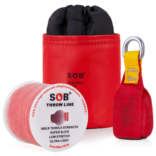SOB Arborist Throw Line Kit with Slick Rope 197FT, Throw Weight, Reflective Storage Bag, Suit for Tree Cutting,Camping, Trimming, Hanging Swing ﻿