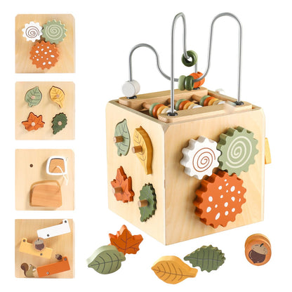 Smartwo Wooden Kids Baby Activity Cube - Boys Gift Set | One 1, 2 Year Old Boy Girl Gifts Toys | Developmental Toddler Educational Learning Boy Toys 12-18 Months | Bead Maze, First Birthday Gift