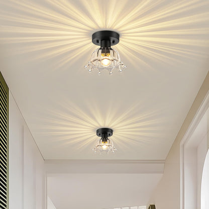 Kvhiiw 2 Pack Black Modern Ceiling Light, Small Kitchen Light Fixtures, Glass Semi Flush Mount Ceiling Light for Hallway, Foyer, Entryway, Laundry Room (7 in)