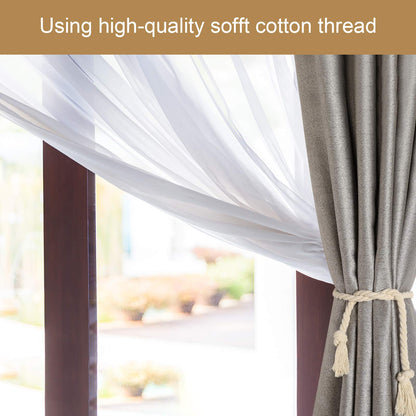 8 Pieces Curtain Rope Tiebacks Curtain Rope Holdback Handmade Curtain Tie Backs Rural Style Curtain Decorative Holdbacks for Drapery Tieback, Window Sheer, Curtain (Beige)