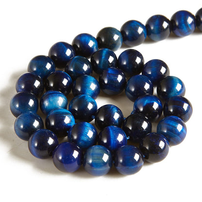 35pcs 10mm Blue Tiger Eye Beads Natural Gemstone Beads Round Loose Beads for Jewelry Making
