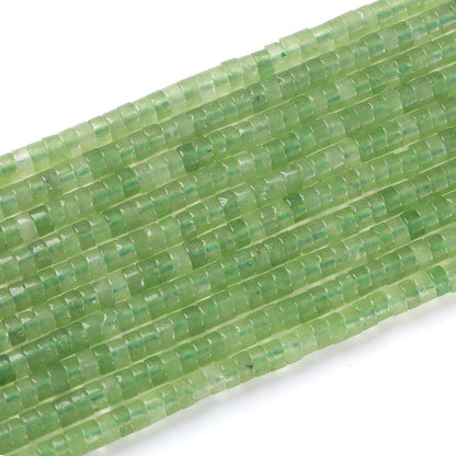 150pcs 2x4mm Natural Prehnite Green Jades Tube Shape Beads Loose Flat Round Cylinder Flat Spacer Green Stone Beads for Bracelet Earrings Jewelry Making