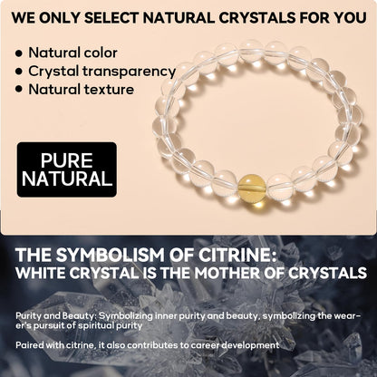 plyosdey Bracelet for Women Natural Stone 8mm Beaded Stretch - Crystal Bracelet for Meditation Yoga, Positive Aura Jewelry Gift for Her (Clear Quartz)