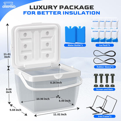 Upgrade 15L Golf Cart Cooler, Portable Golf Cart Ice Chest with Mounting Bracket, Ice Packs, 15 Quart Large Capacity Strong Insulation Ice Cooler Fits Club Car EZGO Yamaha (Red Golf Cart Cooler)