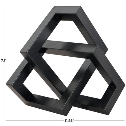 Deco 79 Metal Geometric Decorative Sculpture Abstract Shaped Home Decor Statue, Accent Figurine 12" x 13" x 7", Black