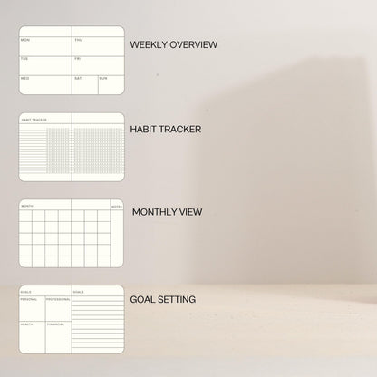 Kunitsa Co. Undated Planner - Hardcover, with Habit Tracker & Goal Setting - Weekly, Full Year (Blue)