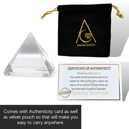 Amazing Gemstone Premium Clear Quartz Pyramid Crystal Healing Stones - 1" Great Pyramid Figurine of Natural Stone Pyramid for Meditation, Reiki, Chakra Balancing and Crystal Pyramids Grid