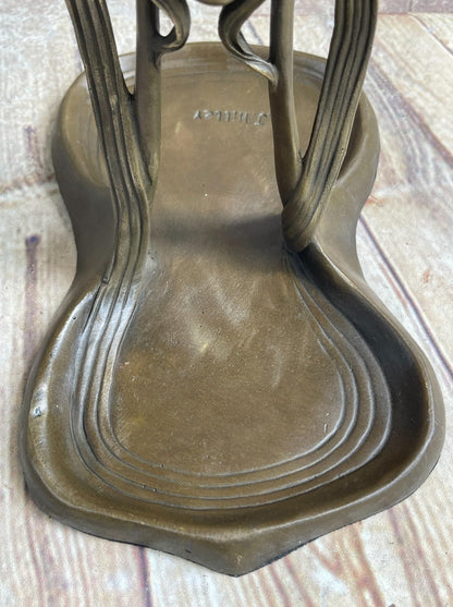 Classy Bronze Genuine 100% Real Bronze Art Deco Jewelry Tray with Gold Patina Statue Art Decor Figurine