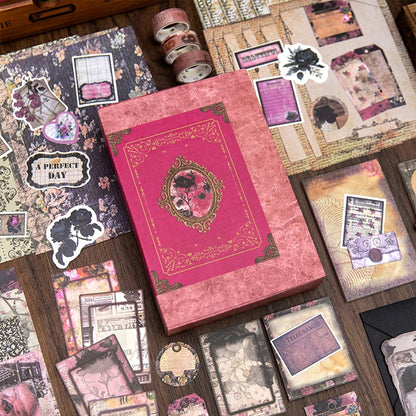 Diuhofart Vintage Scrapbooking Supplies Kit, 185pcs Junk Journal Kit with Scrapbook Paper A6 Aesthetic Notebook, Scrapbook Kit, Art Craft DIY Gift for Adult Women