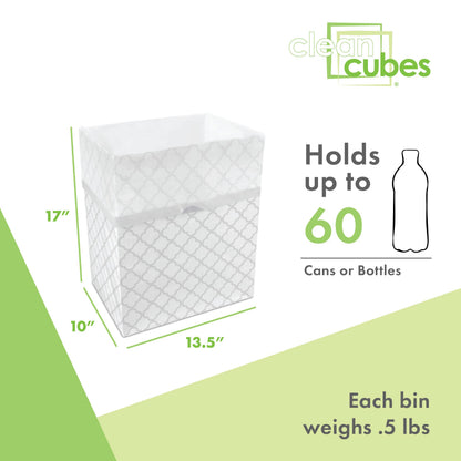 Clean Cubes 13 Gallon Disposable Pop-Up Trash Cans (3-Pack) with Fitted Bags – Foldable Garbage & Recycling Bins for Parties, Events & Kitchen (Trellis, 17" H x 13.5" W x 10" D)