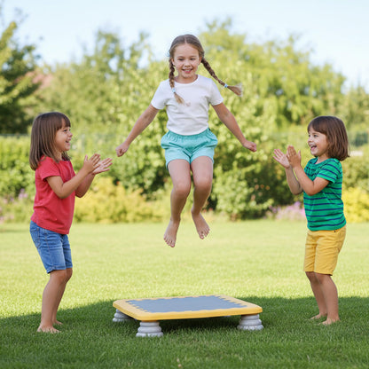 KreyNa Mini Trampoline for Kids, 25 Inch Sensory Trampoline Bouncing Board with Non-Slip Base, Balance and Bounce Jumping Toy Gift for 3-12 Boys & Girls, Yellow