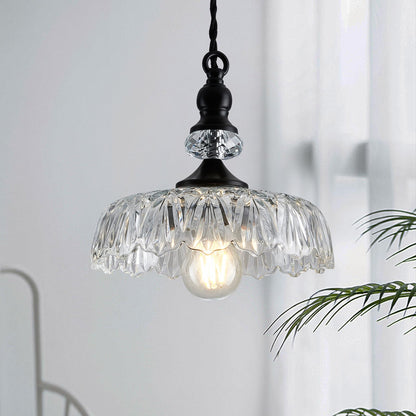 CVKASH Vintage Glass Pendant Light Fixture Black Modern Adjustable Chandelier Hanging Light for Farmhouse Dining Room Kitchen Bedroom Hallway Island