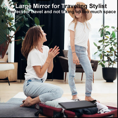 LPHUMEX Foldable Full Length Dance Mirror – 33” Portable Shatterproof Hanging Mirror, Folding Full Length Travel Mirror for Dancing, Camping, RV