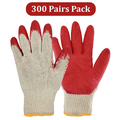 PROGEAR SAFETY 300 Pairs String Knit Red Palm Latex Dipped Work Gloves