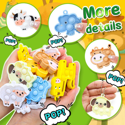 30pcs Party Favors for Kids Easter Basket Stuffers Easter Egg Fillers Sensory Fidgets Toys Mini Pop it Keychain Stocking Stuffers Kid Birthday Gift Treasure Box Toy Classroom Prizes Box Pinata Fillers