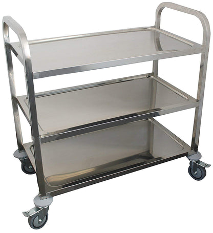 Stainless Steel 3-Shelf Utility Cart | 33" x 18" x 36" | 400 lb Capacity | Knockdown Food Service Cart with Casters for Kitchen, Restaurant, and Utility Use