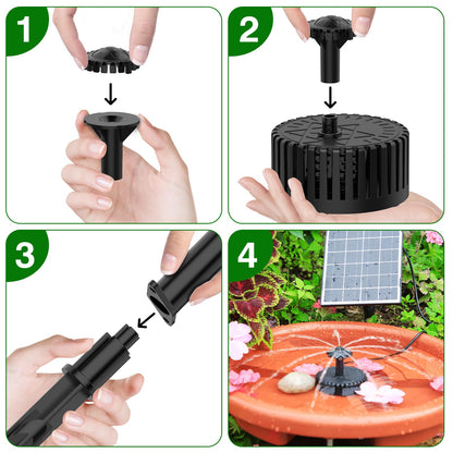 AISITIN 4.5W Solar Water Fountain, Upgraded DIY Solar Water Pump Fountain Kit with Cable Nozzles for Garden, Pond, Pool and Fish Tank