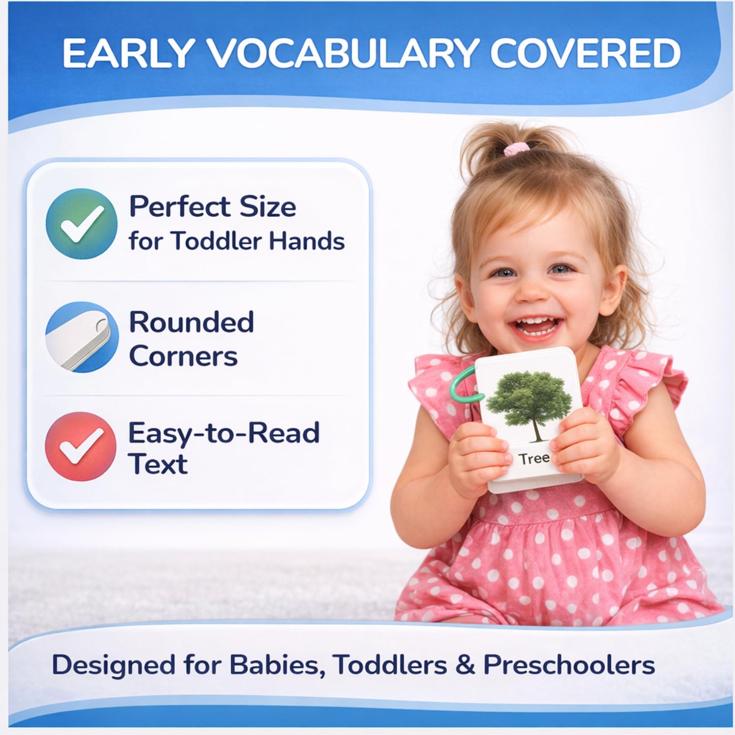 Flash Cards for Toddlers 1–3 with Rings,250 Double-Sided Cards,500 Words–1 Year Old Girl & Boy Gifts – Toddler Flash Cards–Learning & Educational Toys for 1+ Year Old, Montessori Toys for 2 Year Olds