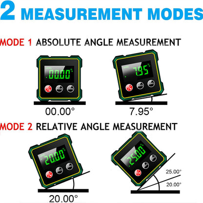 Laidawei Digital Angle Finder with Electronic Laser Level,Inclinometer- 4-side Strong Magnetic Angle Gauge, Protractor,Finder Measuring Tool for Woodworking (Laser Level is Class II,Output<5mW)