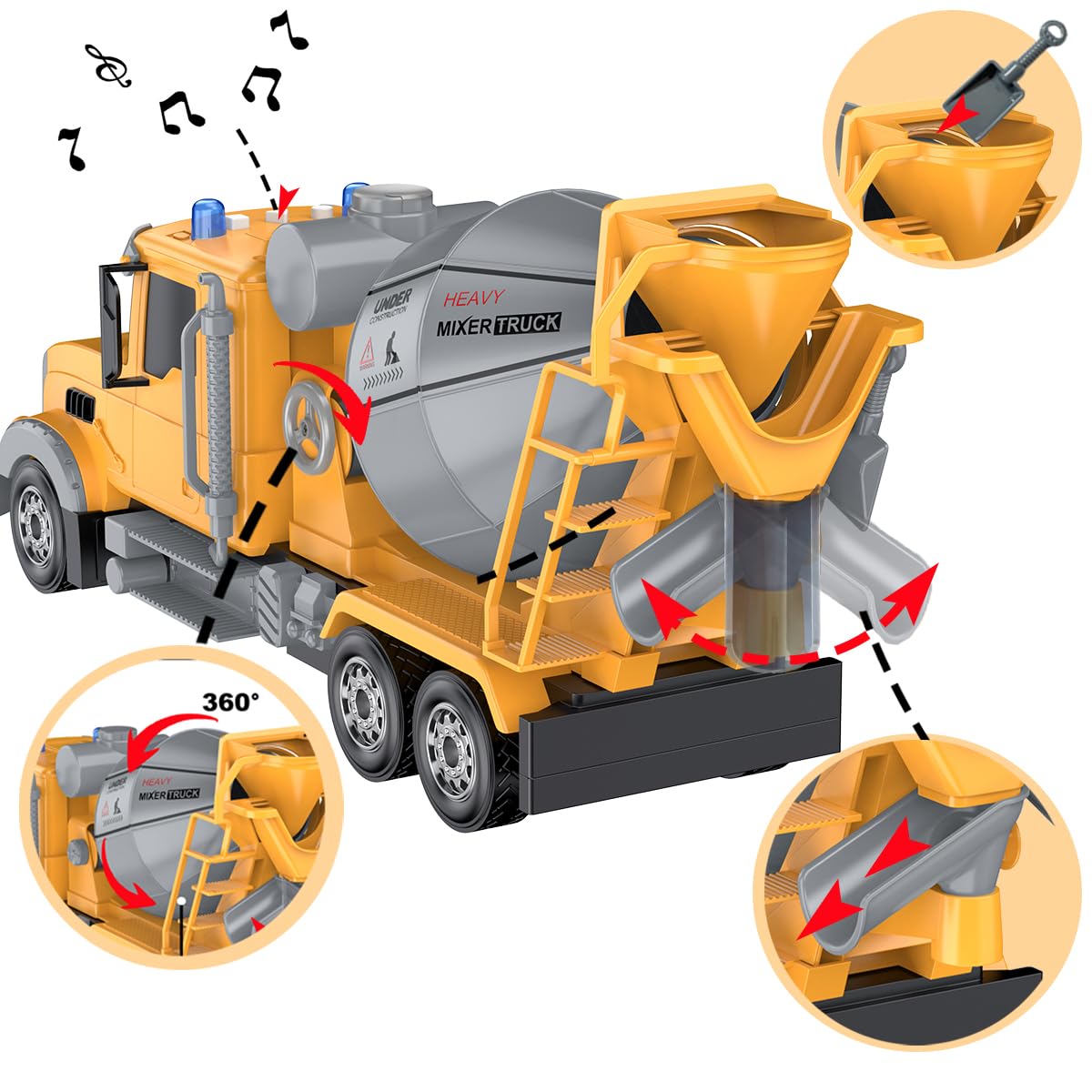 14 Inch Large Cement Mixer Truck with Sounds,Kids Toys for 3 4 5 6 7 8 Years Old Boys,Kids Boy Toys Christmas Birthday Gift Car