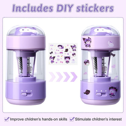 Rechargeable Automatic Electric Pencil Sharpener, Auto in & Out 3 Adjustable Thickness, Type-C Charging, Cute DIY Stickers, for 6-8mm Pencils, 3s Fast Sharpening, Ideal for School & Home (Purple)