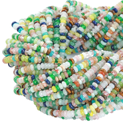 ZXYMLZI 150PCS 2x4mm Colorful Stone Rondelle Beads for DIY Jewelry Making