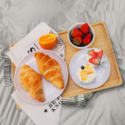Webacoo Bamboo Tray with Handles - Lightweight Serving Tray for Breakfast in Bed, Coffee Table, BBQ, Kitchen, Ottoman & Party - Perfect for Lap, Couch & Gifting - Large Size Wood Tea Tray - 15”x10”