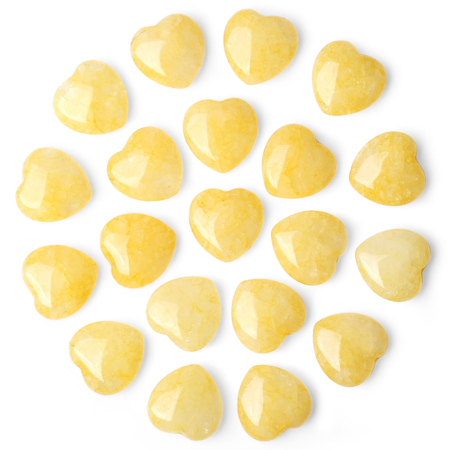 NUKAYAI 20PCS Citrine Healing Crystals Stones Heart Shaped Polished Crystal Stone Love Cute Pocket Thumb Reiki Wholesale Set Gifts Energy Balancing Meditation Mothers Day Bulk Gifts for Women