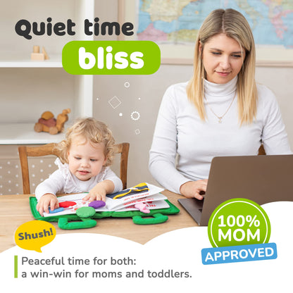 deMoca Plane Toys for Toddlers 1-3, Long Flight Must Haves, Quiet Busy Book for 1 Year Old, Travel Toys for Toddlers on Airplane, No Noise Activity Book, All Parts Attached, Gift for Girls & Boys